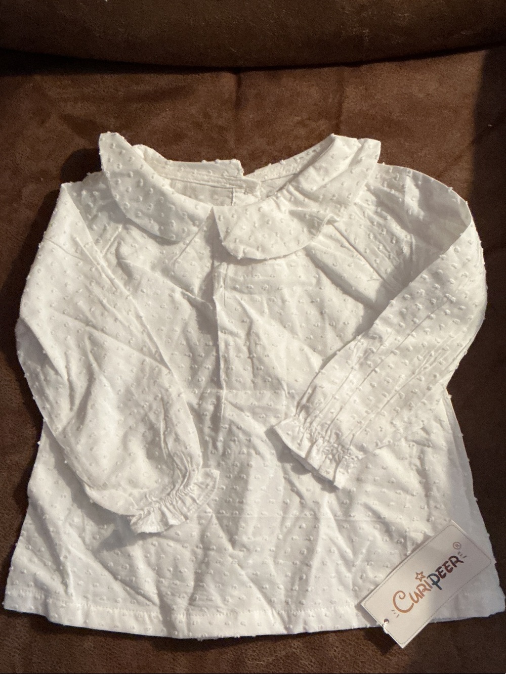 Ripe White Textured Peter Pan Collar Top